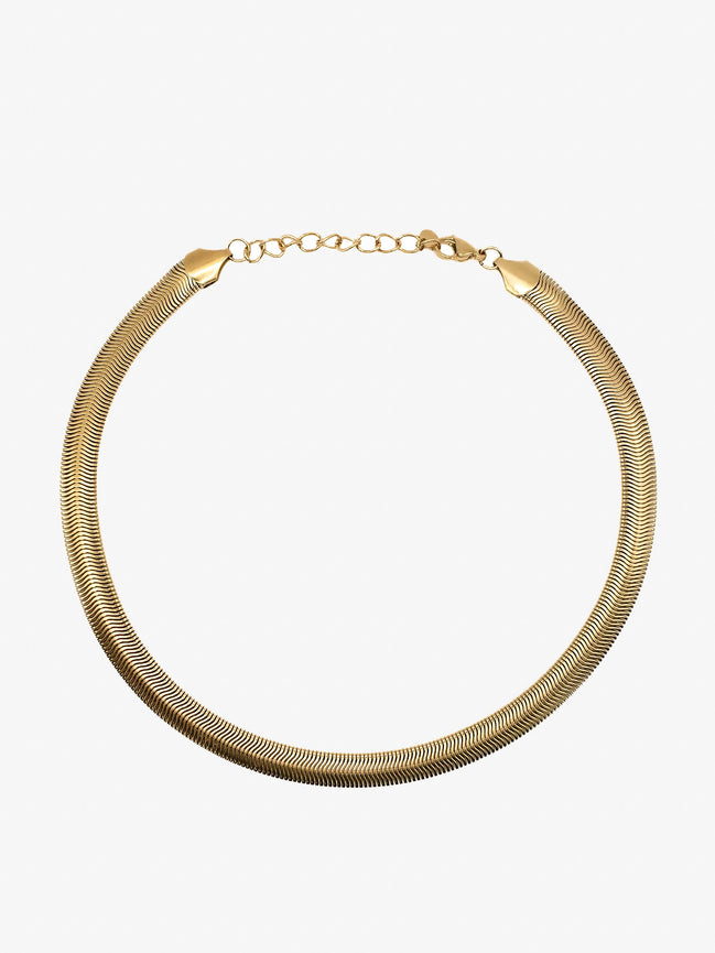 Collier serpent doré en acier inoxydable