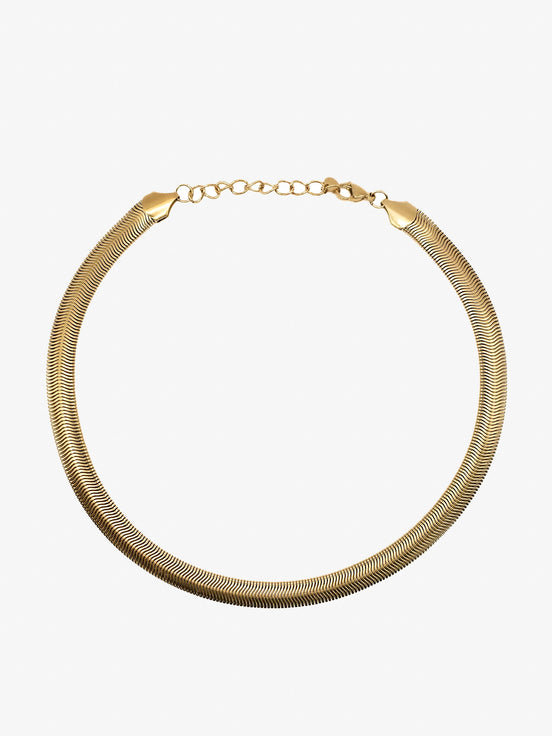 Collier serpent doré en acier inoxydable