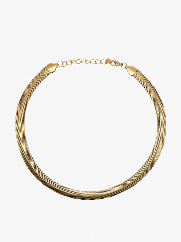 Collier serpent doré en acier inoxydable